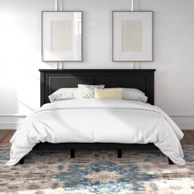 King Traditional Solid Oak Wooden Platform Bed Frame with Headboard in Black King Traditional Solid Oak Wooden Platform Bed Frame with Headboard in Black