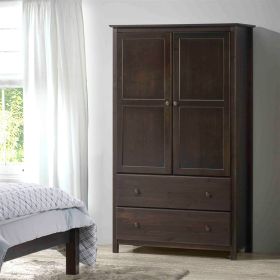Brown Espresso Solid Wood Bedroom Armoire Wardrobe Cabinet with Hanging Bar Brown Espresso Solid Wood Bedroom Armoire Wardrobe Cabinet with Hanging Bar